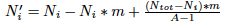 $ N_i'= N_i - N_i*m +\frac{(N_{tot}-N_i)*m}{A-1} $